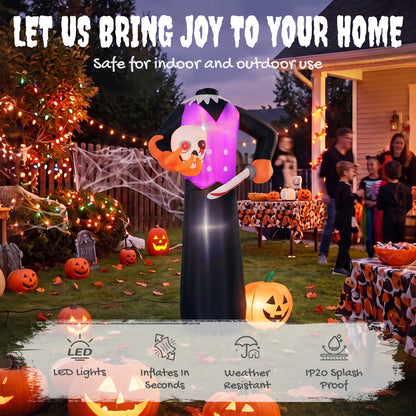 6 FT Halloween Inflatable Headless Skeleton, Blow Up Halloween Skeleton Decoration with LED Lights for Indoor Outdoor