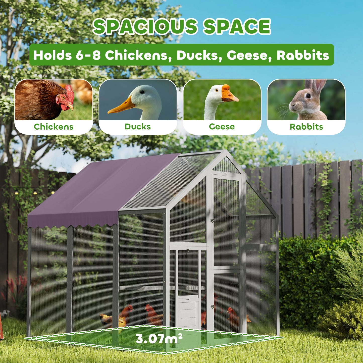 Large Walk In Chicken Run with Waterproof & Anti-UV Cover, for 6-8 Chickens, for Garden, Farm, 5.5' x 6' x 6'