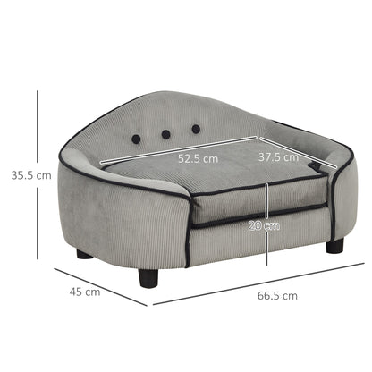 Dog Sofa for XS and S Size Dogs, Pet Chair Bed with Soft Cushion, Cat Sofa Couch with Washable Cover, Wooden Frame