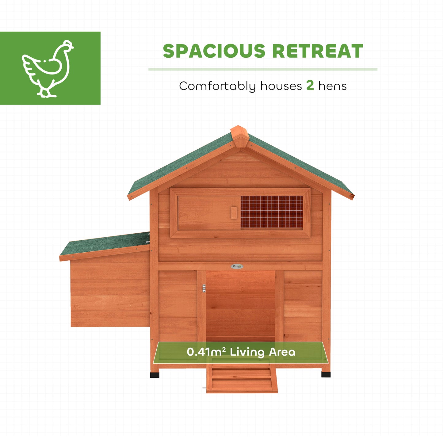 Chicken Coop, Wooden Hen House with Nesting Box, Pull-Out Tray, Sliding Window, Waterproof Roof, Perches and Ramp