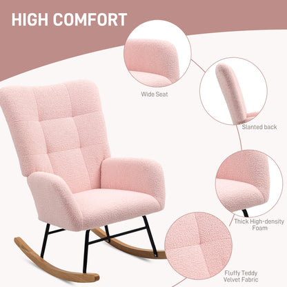 Teddy Fleece Rocking Chair - Pink