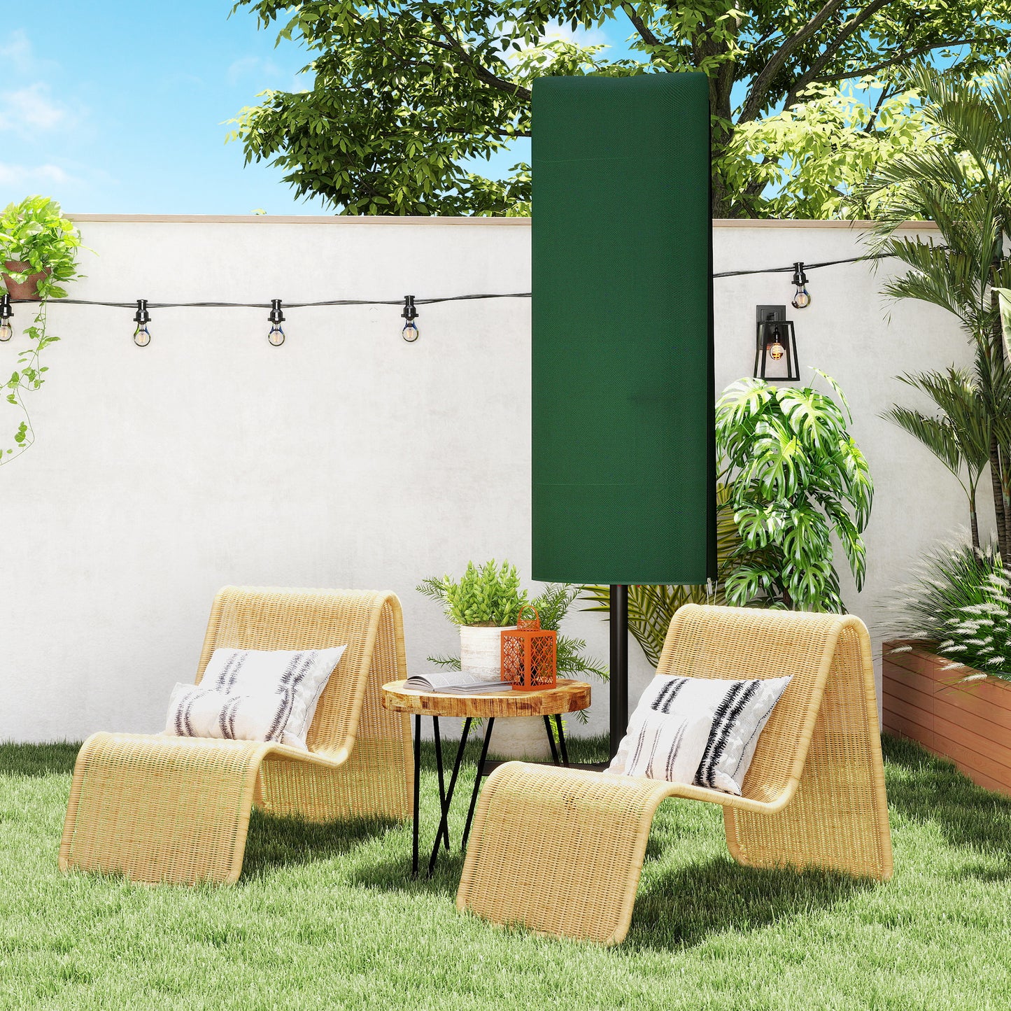 Garden Parasol Cover, Outdoor Patio Umbrella Protector Weatherproof Garden Patio for 2-4.6m Parasol, Dark Green