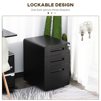 Lockable File Cabinet with 3 Drawers, Vertical Office Drawer for A4, Letter, Legal Size, Anti-tilt Design