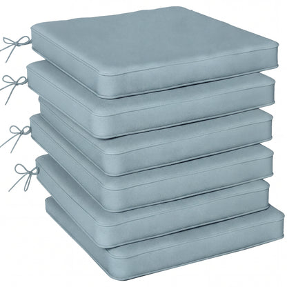 Set of 6 Chair Cushion Seat Pads Dining Chair w/ Straps, Indoor Outdoor Removable Tie On Garden Patio, Light Grey