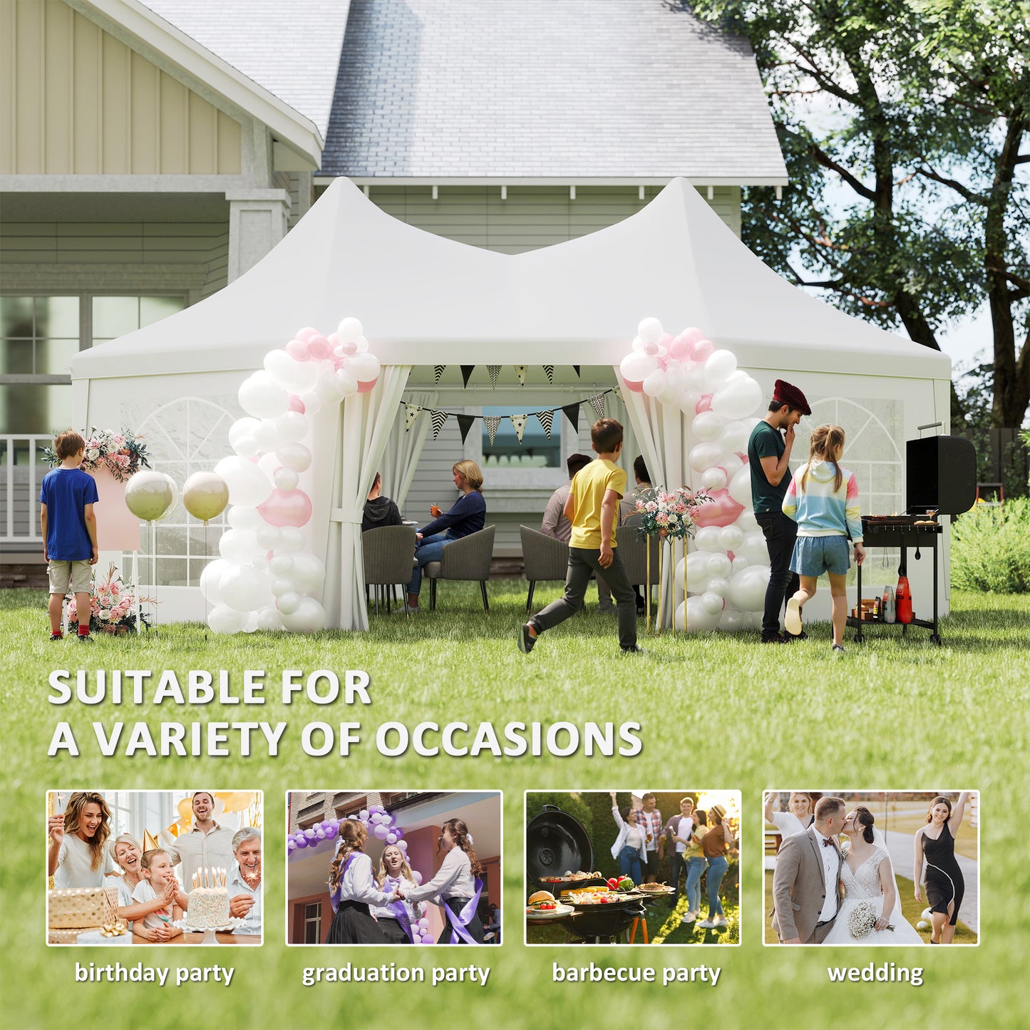 6.8 x 5m Octagonal Marquee Gazebo - White