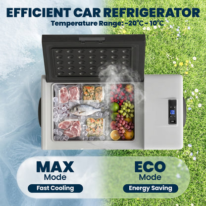 16L Portable Car Fridge, -20℃ to 10℃ Adjustable Temperature - Black/Grey