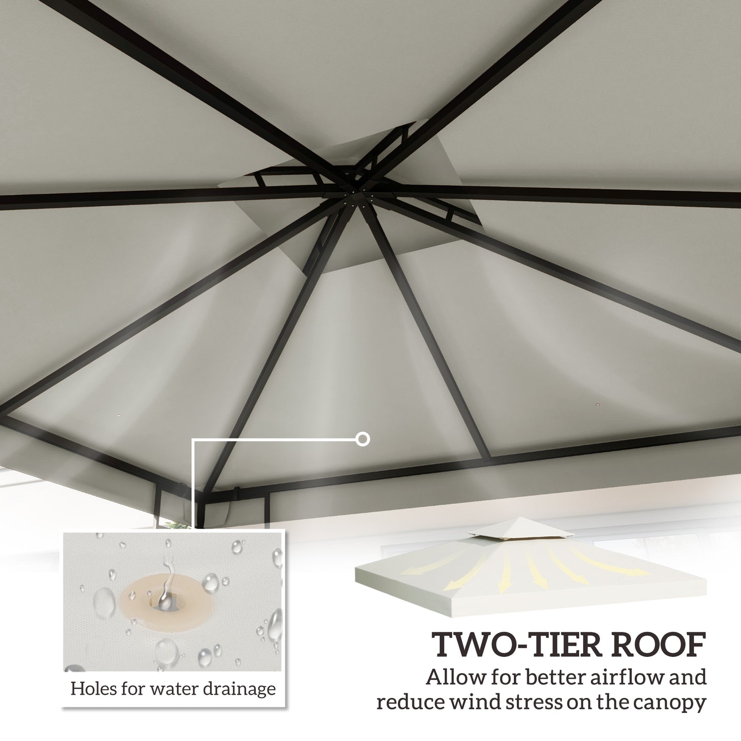 3 x 3 m Replacement Gazebo Canopy - Cream White