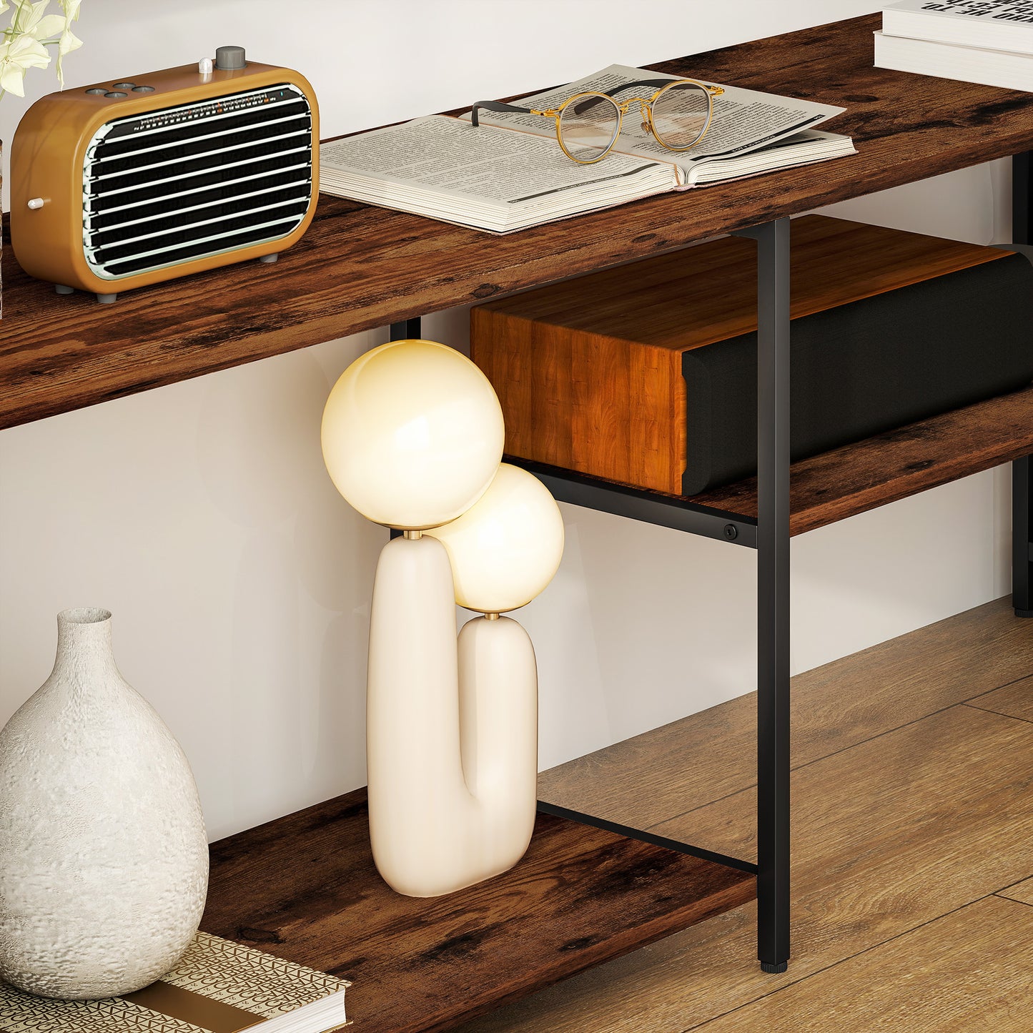 TV Unit for TVs up to 60 Inches, Industrial TV Stand with Storage Shelves, Entertainment Centre for Living Room, Bedroom