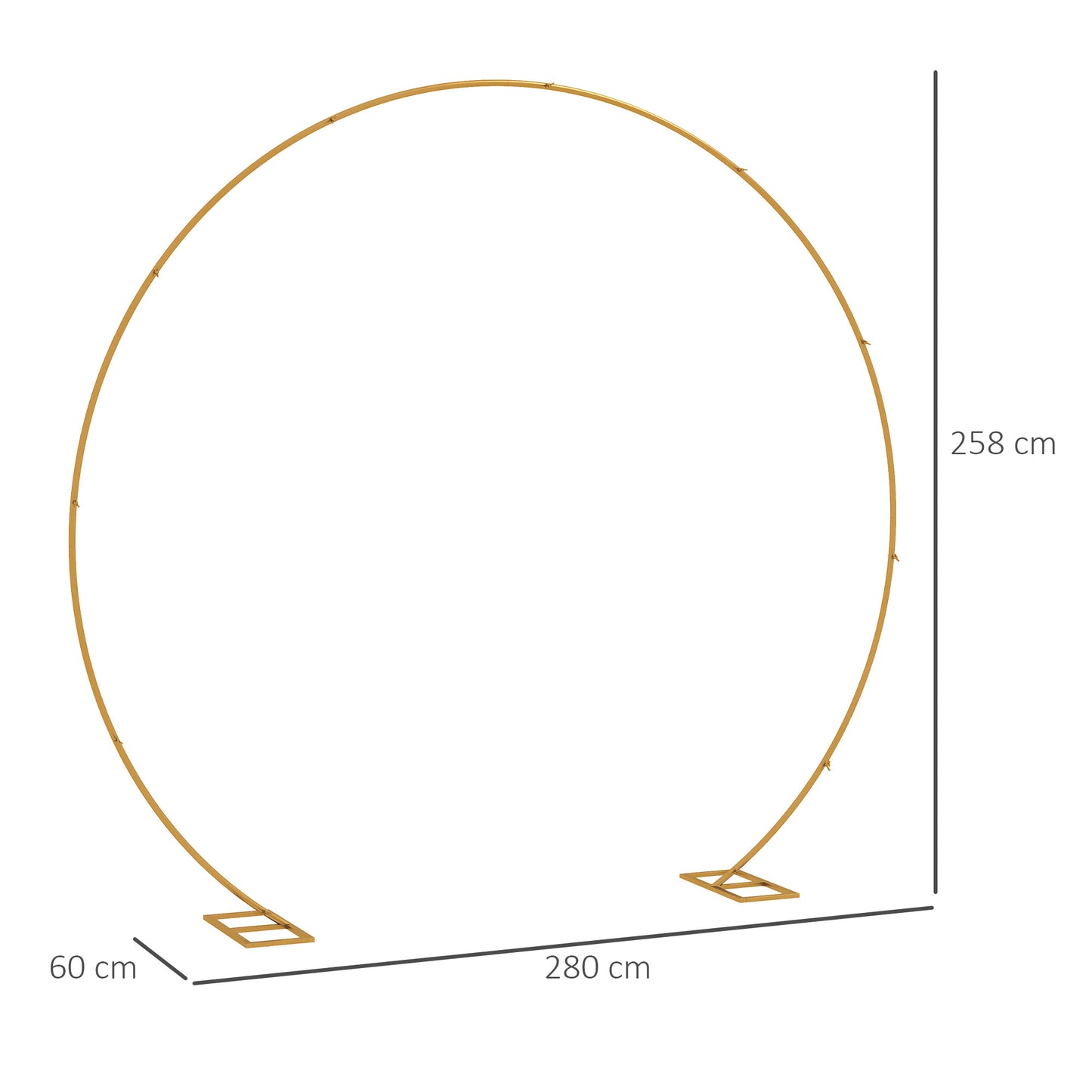 280cm Gold Backdrop Stand, Round Metal Wedding Arch for Birthday Party, Bridal Shower, Graduation, Ceremony