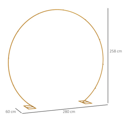 280cm Gold Backdrop Stand, Round Metal Wedding Arch for Birthday Party, Bridal Shower, Graduation, Ceremony