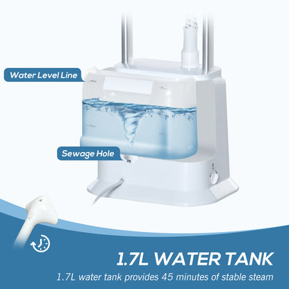 Upright Garment Clothes Steamer with 6 Steam Setting, 45s Fast Heat-up, 1.7L Water Tank and 35g/min steam flow
