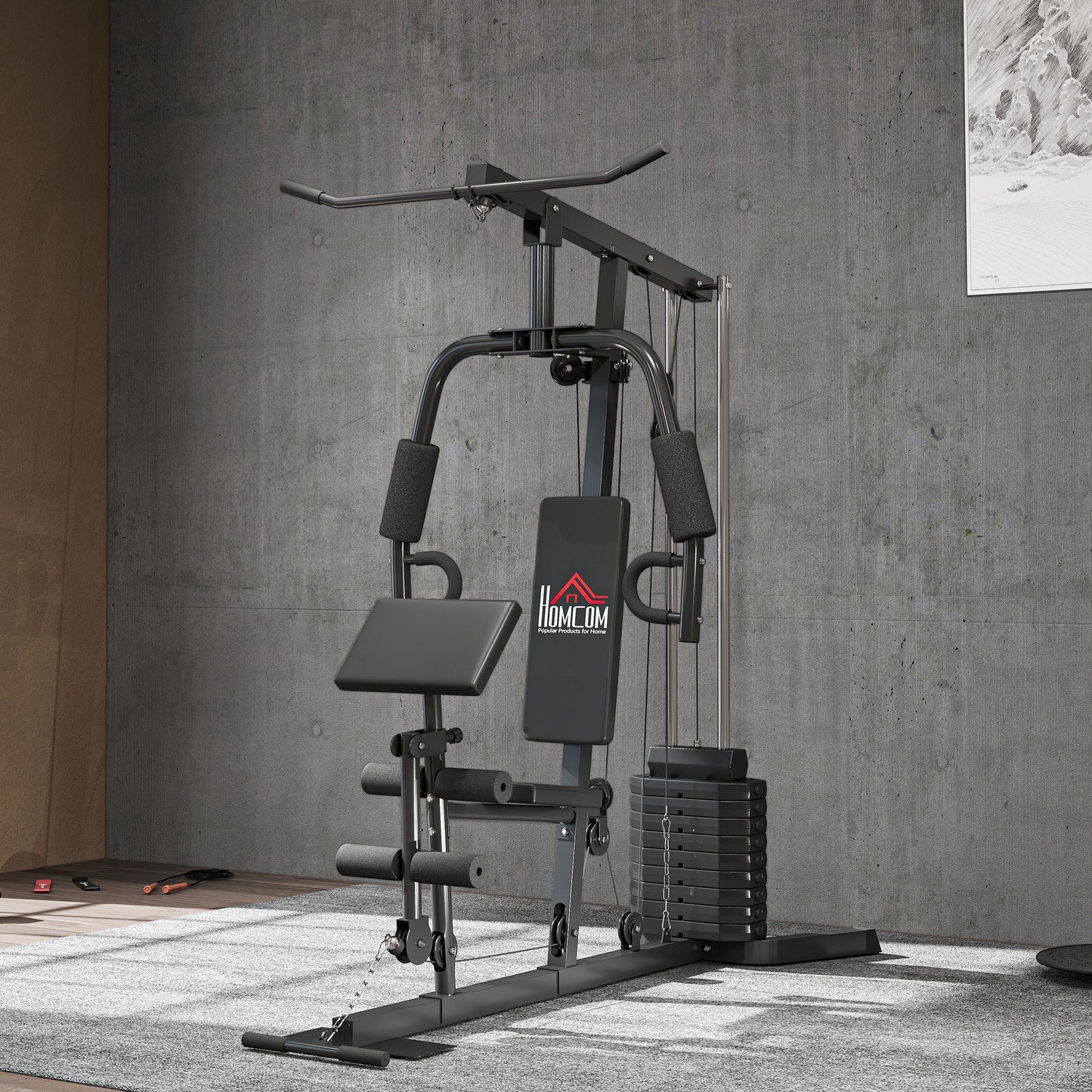 Multi-Exercise Gym Station, with 45kg Weight Stack, for Full Body Workout