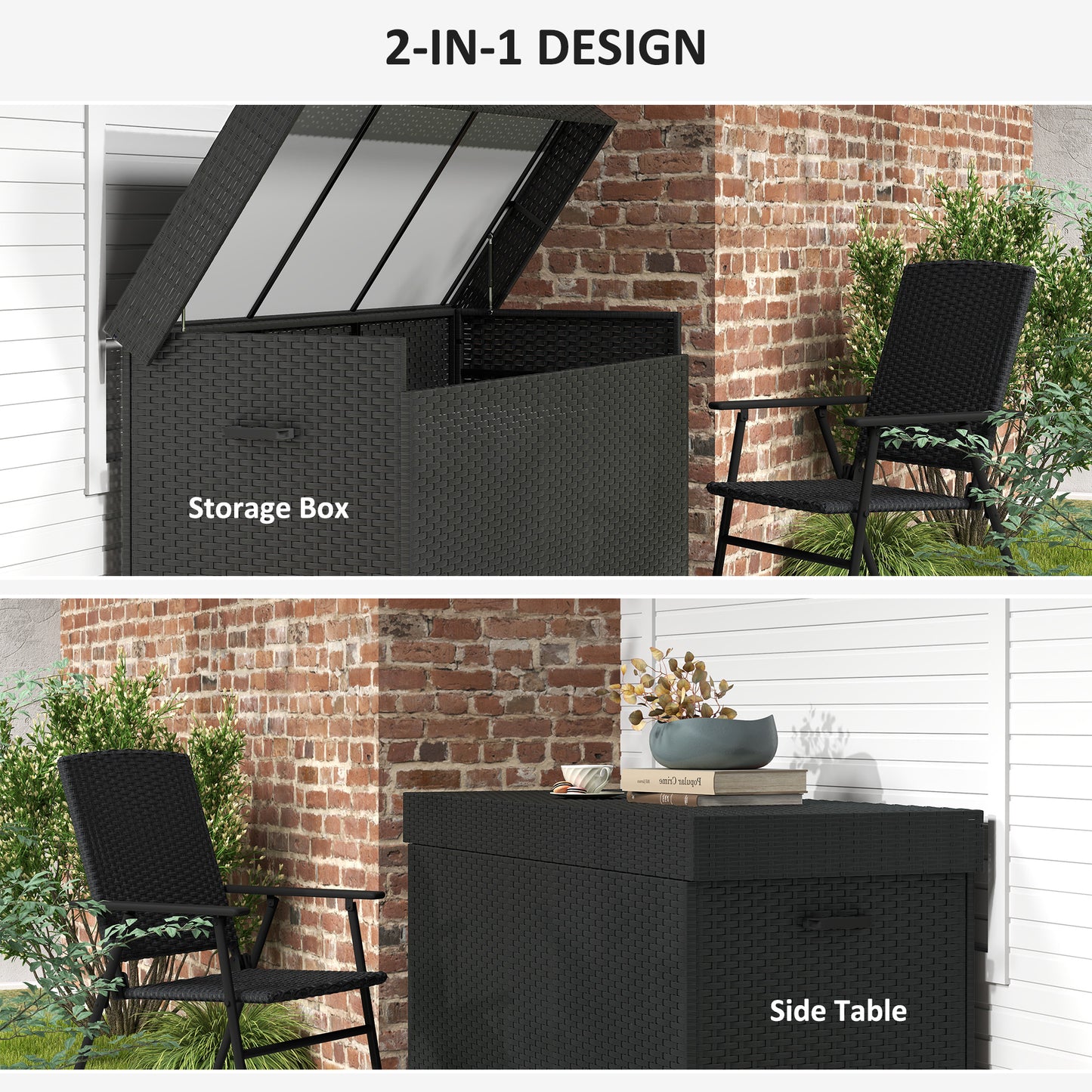 627 L Rattan Storage Box - Black