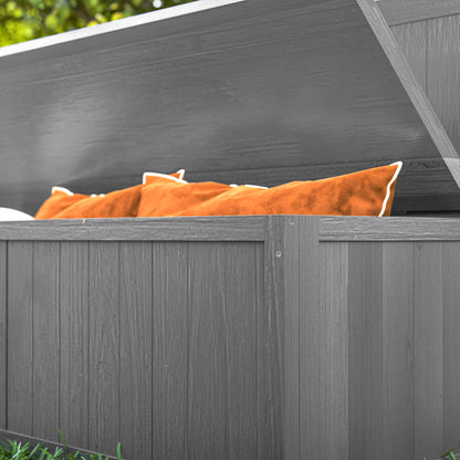 Wood Storage Bench for Patio Furniture, Outdoor Garden Seating Tools, Grey