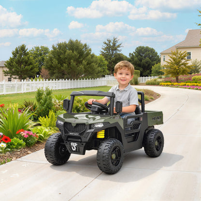 Kids Ride on Car, 12V Electric Kids UTV with Electric Dump Bed, 4-Wheel Suspension for 3-8 Years, Green