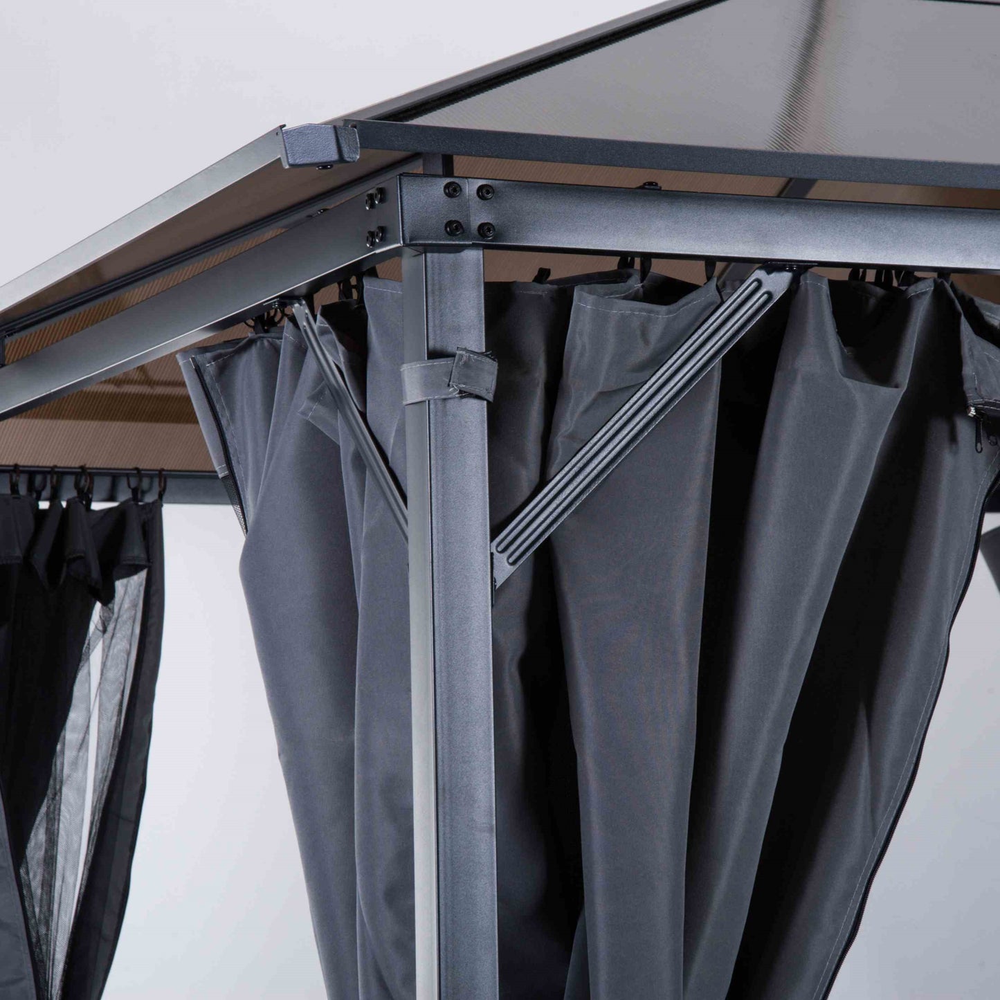 3m x 3m Hardtop Metal Frame Gazebo with 4 curtains, 100 kg Snow Load Capacity, Black