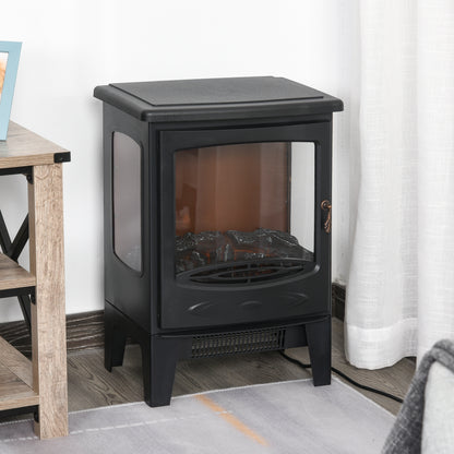 900W/1800W Freestanding Electric Fireplace Room Heater w/ Adjustable Artificial Flame 3-Sided Tempered Glass Panels Safe Home