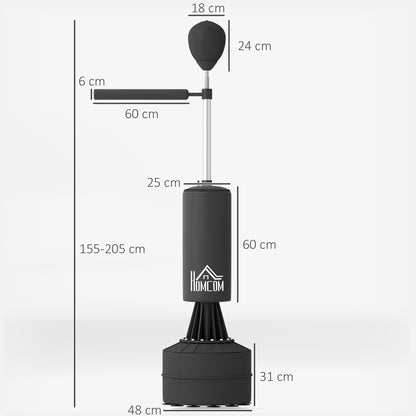 155-205cm 3-IN-1 Freestanding Boxing Punching Bag Stand, Boxing Speed Trainer with Rotating Flexible Arm, Speed Ball