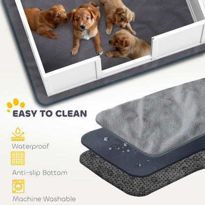 Whelping Box for Dogs with Whelping Pad, Adjustable Entrance, Non-slip Foot Pads, for Large Dogs, 124 x 120cm