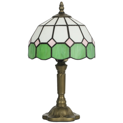 Handmade Art Deco Glass Table Lamp - White/Green