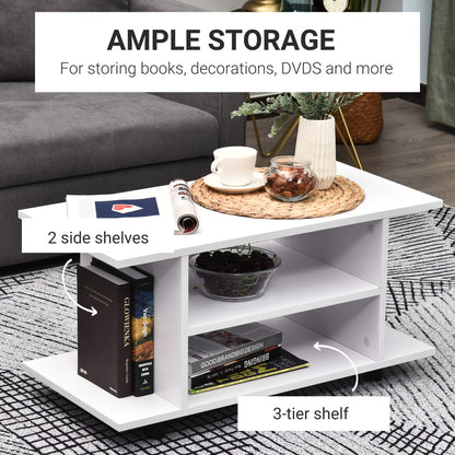 Modern TV Stand with Storage Shelves – White