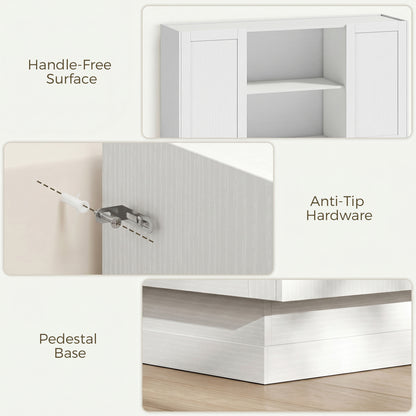 Sideboard Buffet Cabinet, 133 cm Storage Cabinet with 2 Open Shelves, 2 Cupboards and Soft Close Doors, White