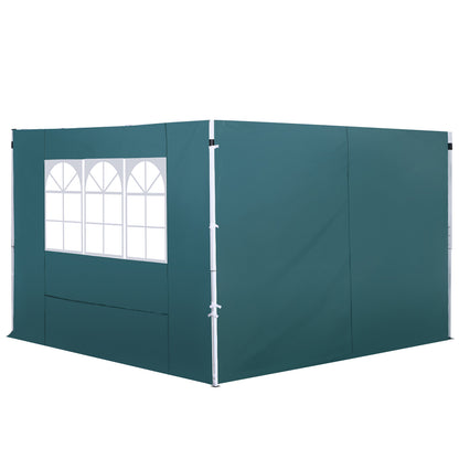 2.95 Meters Gazebo Replaceable Exchangeable Side Panel Wall Panels Walls With Window, Dark Green