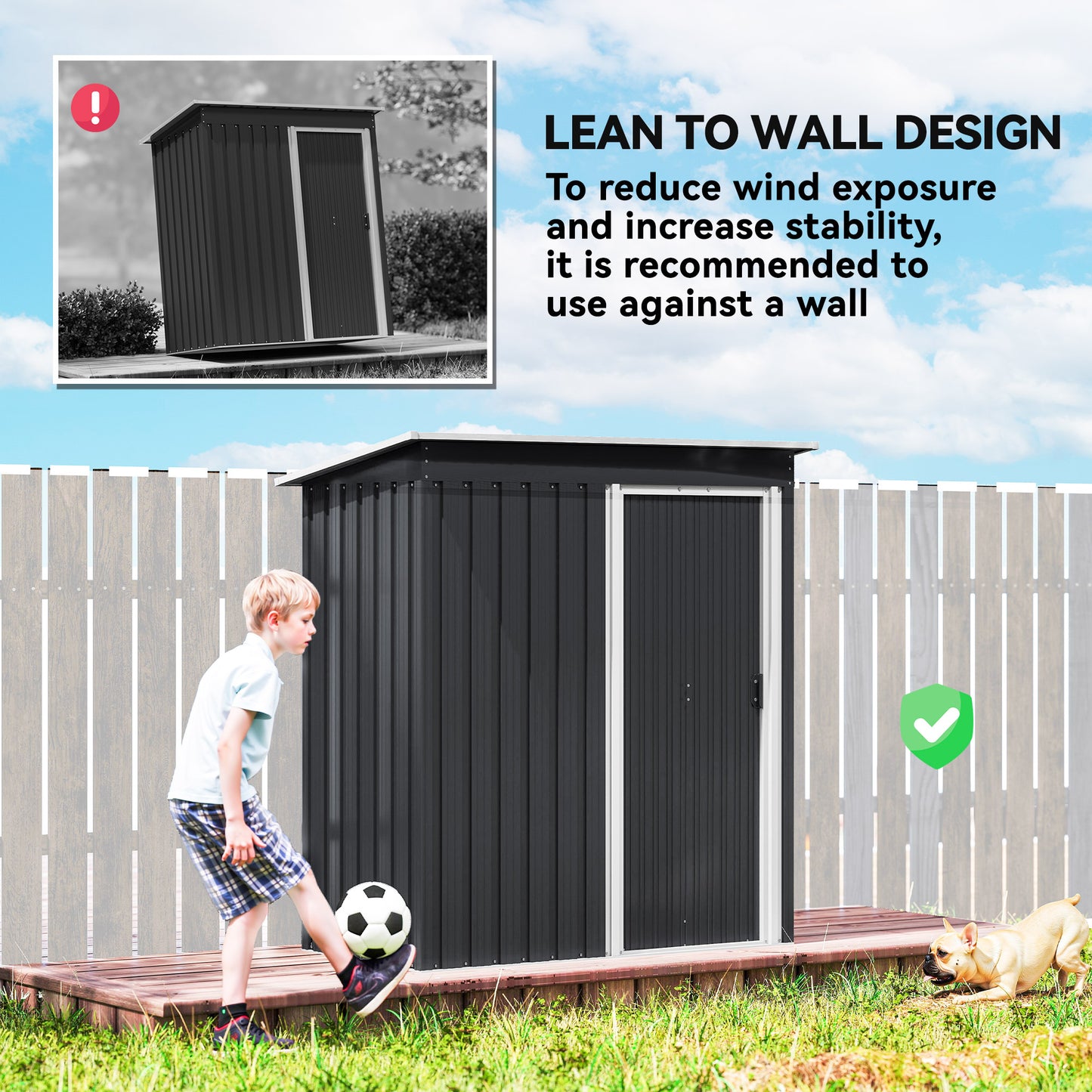5 x 3ft Garden Storage Shed with Sliding Door and Sloped Roof Outdoor Equipment Tool, Black