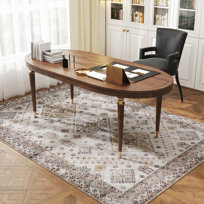 Vintage Area Rug, Non-Slip Washable Rug, Flannel Floor Carpet for Living Room, Bedroom, Dining Room, Home Office