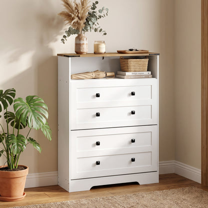 Shoe Cabinet with 2 Flip Drawers, Narrow Shoe Storage Cabinet, White