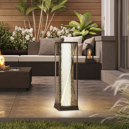 Garden Rattan Lamp, 77 cm Tall Solar Rattan Floor Lamp, Solar Garden Light with Auto On/Off LED Lights