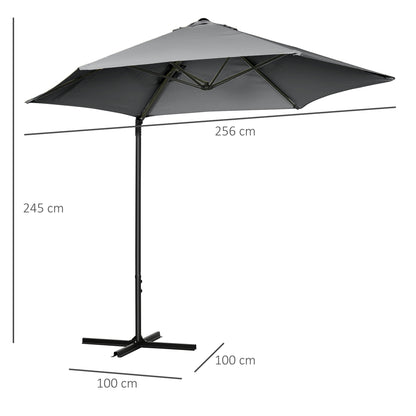 2.5M Garden Cantilever Parasol, Offset Roma Patio Umbrella Hanging Sun Shade Canopy Shelter