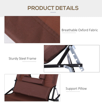 Folding Sun Lounger with Face Hole, 4-Position Adjustable Backrest Garden Recliner Chair Sunbed, Outdoor Lounge Chair