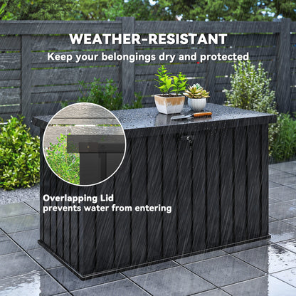 400L Galvanised Steel Garden Storage Box, Black
