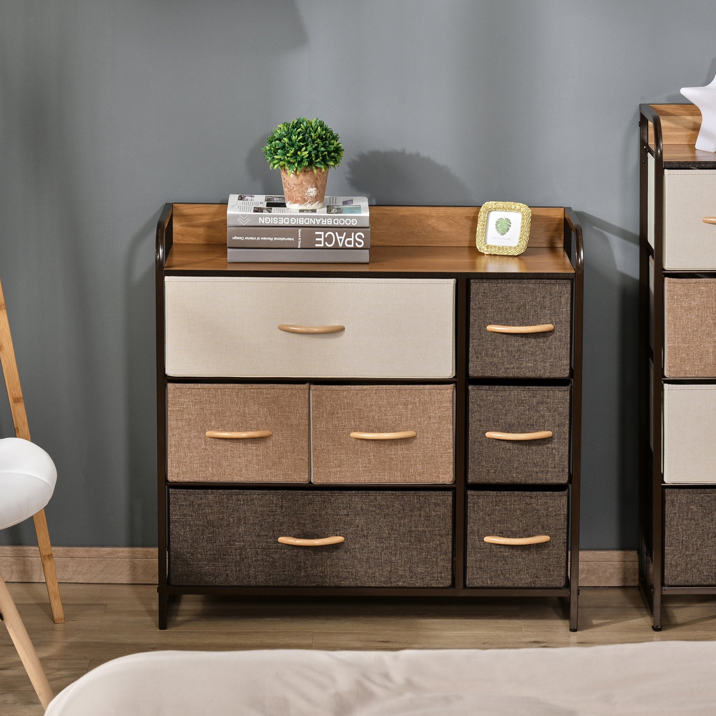 Chest of Drawers with 7 Foldable Drawers, 3-Tier Fabric Bedroom Dresser, Clothes Storage Unit for Bedroom, Living Room
