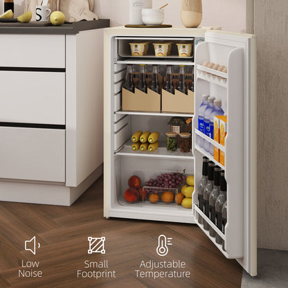 Under Counter Fridge, 91L Small Fridge with Chiller Box, Removable Shelf, Reversible Door, Adjustable Legs