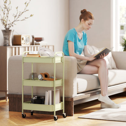 Three-Tier Steel Storage Trolley - Green