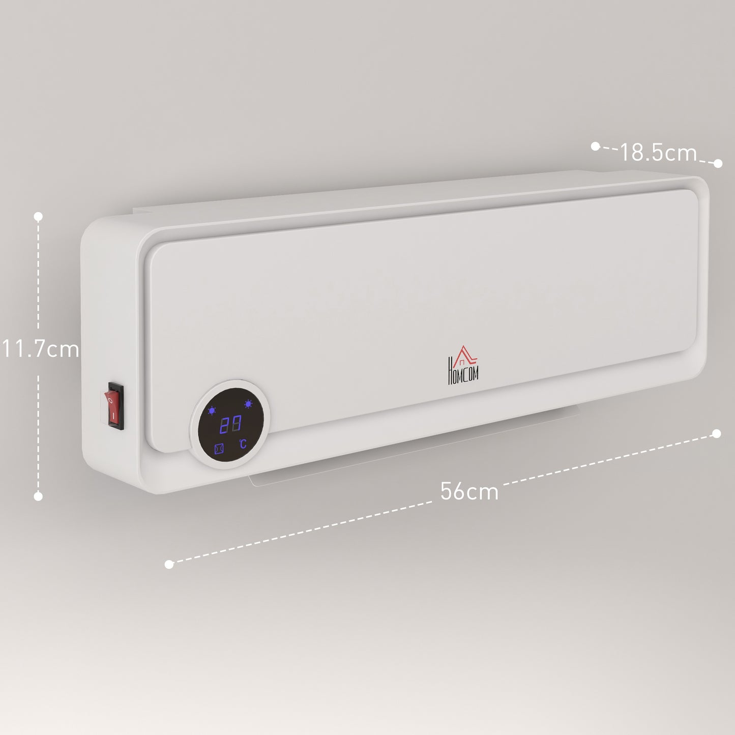 Wall Downflow Heater 2 Heat and Fan 1000W/2000W, Electric Space Heater with Timer Remote Oscillating