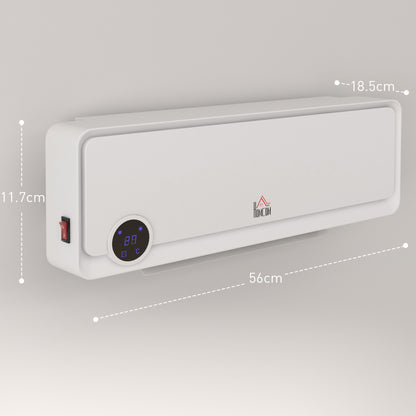 Wall Downflow Heater 2 Heat and Fan 1000W/2000W, Electric Space Heater with Timer Remote Oscillating