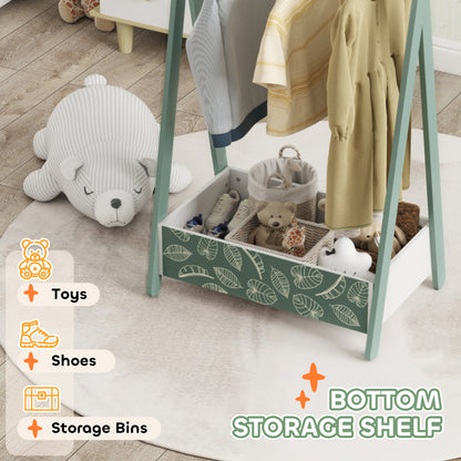 Baby Clothing Rack with Hangers, Storage Shelf for Bedroom, Leaf Theme, for Ages 3-6, Green