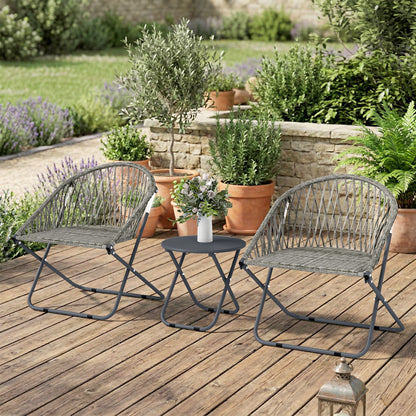 Patio Bistro Set, Folding Patio Furniture Set with 2 Chairs and Table, Grey