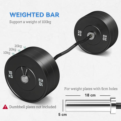 120cm EZ Barbell Bar for 5cm Weight Plates, with Spring Clips, 8kg