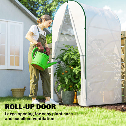 Mini Greenhouse, Portable Green House with Roll-Up Door, PE Base, Small Greenhouse, 100 x 100 x 195 cm, White