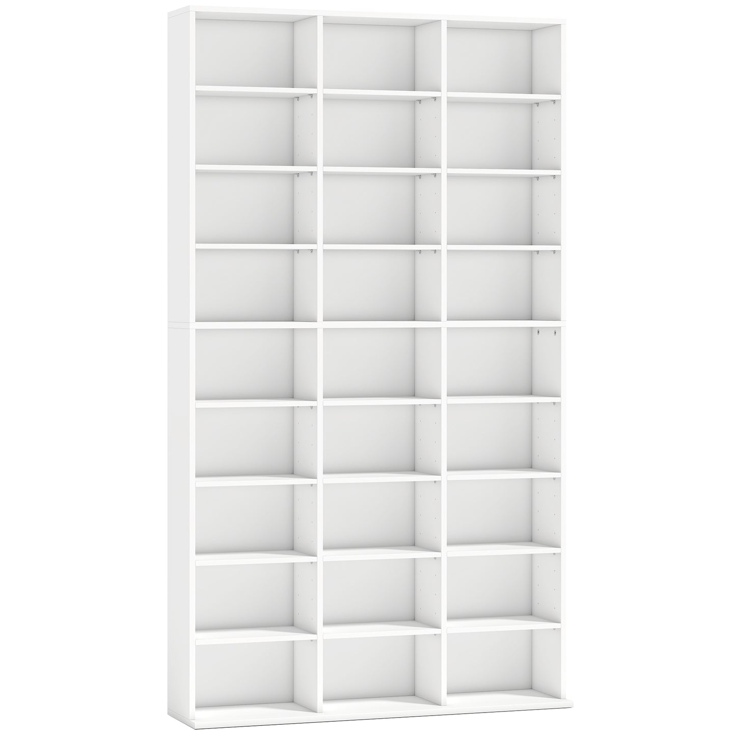 835 CD/500 DVD Storage Unit, Blu-ray Media Storage Shelf with 27 Compartments and 21 Adjustable Shelves, White