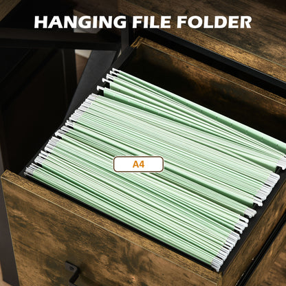 2-Drawer file Cabinet, Industrial filing cabinets for Home, Hanging File Folders, Vertical Home Office Organizer for A4 Size