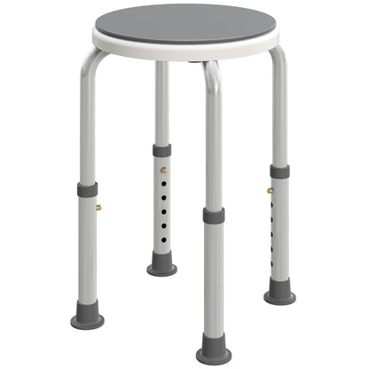 360° Swivel Shower Chair, Height Adjustable Aluminium Shower Stool with Non-Slip Feet for Disabled, Elderly, Grey