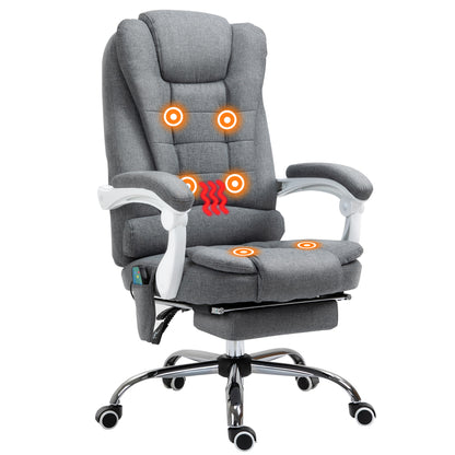 Heated 6 Points Vibration Massage Executive Office Chair Adjustable Swivel Ergonomic High Back Desk Chair Recliner with Footr
