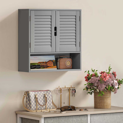 Bathroom Cabinet, Wall Mounted Storage Cabinet with Adjustable Shelves, 60 x 20 x 60 cm, Grey