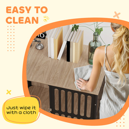 Dog Crate Furniture with Anti-Chew Resistant Mesh, Anti-Escape Single Door, for Medium Dogs, 80 x 55 x 72 cm