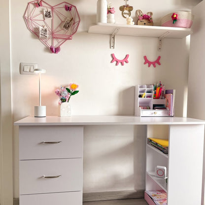 Computer Desk, Home Office Desk, Writing Table, PC Workstation with 3 Storage Shelves and 3 Drawers for Working, Study